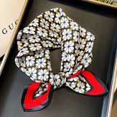 Small floral print 100% mulberry Silk Scarf/Silk head scarf/Silk hair scarf/Silk neck scarf/Mother's Day Gifts/Bag Accessory/Gift for her
