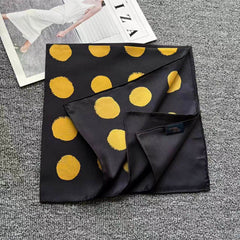 53×53cm Polka Dot Silk Square Scarf – 14mm Mulberry Silk, Hand-Rolled Edges