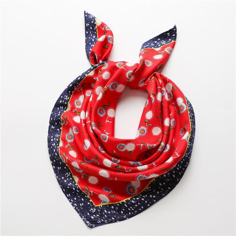 グレン スモール フローラ 70cm スクエア スカーフ、シルク テクスチャード スカーフ、日焼け止めシルク スカーフ、ネック スカーフ、サテン ショール、ギフト