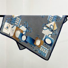 26'' Houndstooth Mulberry Silk Scarf – Classic Square Silk Shawl for Women, Elegant & Timeless Accessory