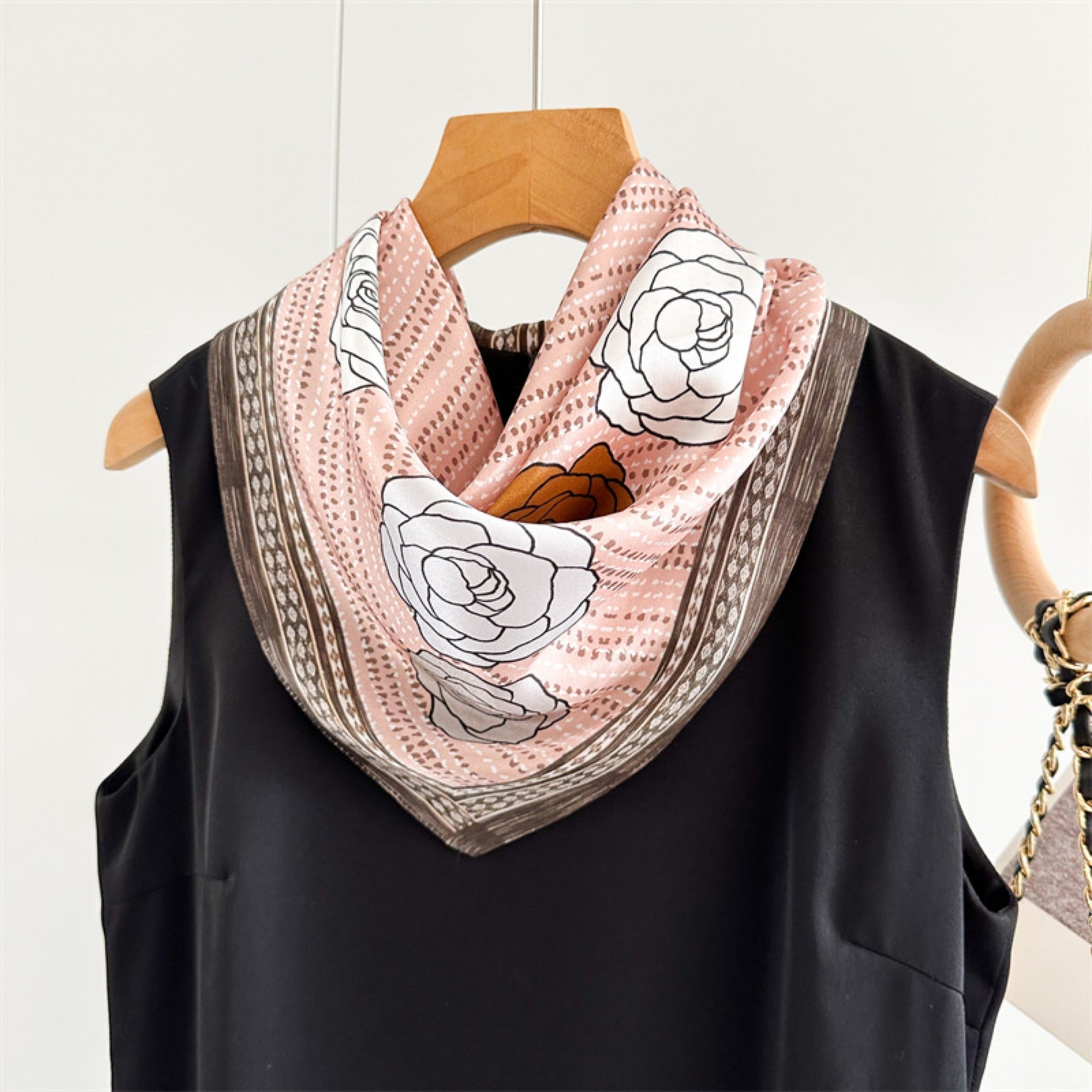 Pink Camellia 100% Mulberry Silk Scarf | 26&