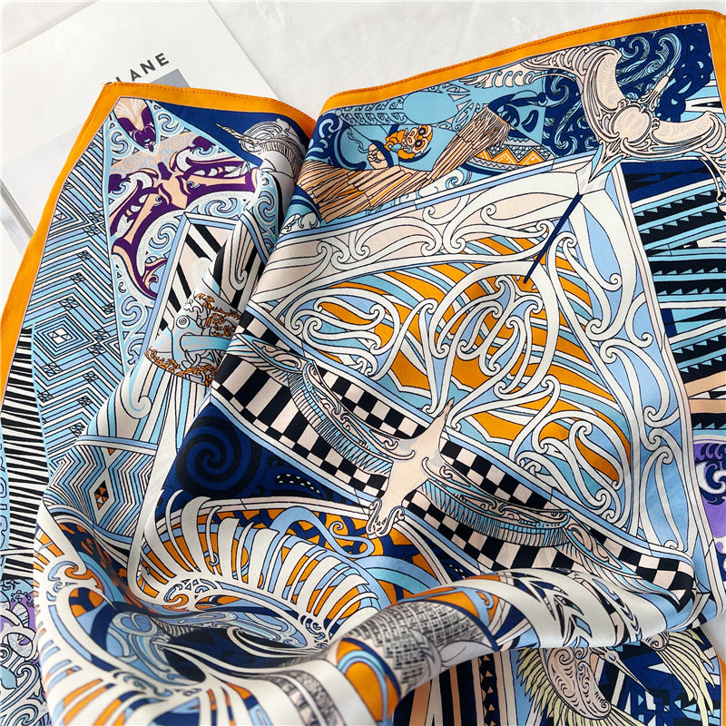 65cm Fashion Element Mulberry Silk Scarf – Women&