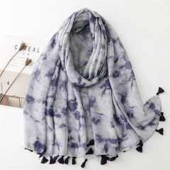 Dark gradual change ink painting scarf travel sunscreen scarf Hanfu accessories photo encryption Bali yarn shawl