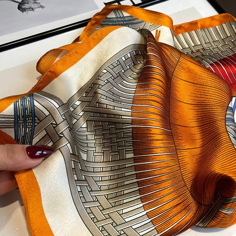 Knitting Horse Pattern 100% mulberry Silk Scarf/Silk head scarf/Silk hair scarf/Silk neck scarf/Mother&