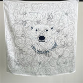 65cm Polar Bear Print Mulberry Silk Scarf – Cute Animal Square Shawl