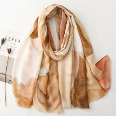 Spring and summer thin cotton and linen feel scarf creative geometric rough edge scarf warm shawl women