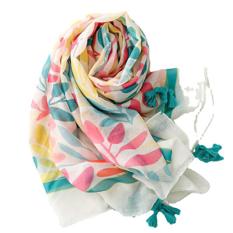 Pink flower scarf women&
