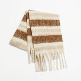 New Vegan Mohair Scarf Winter Women's High Sense Mixed Color Stripe Korean Style Couple Warm Thickened Bib Shawl