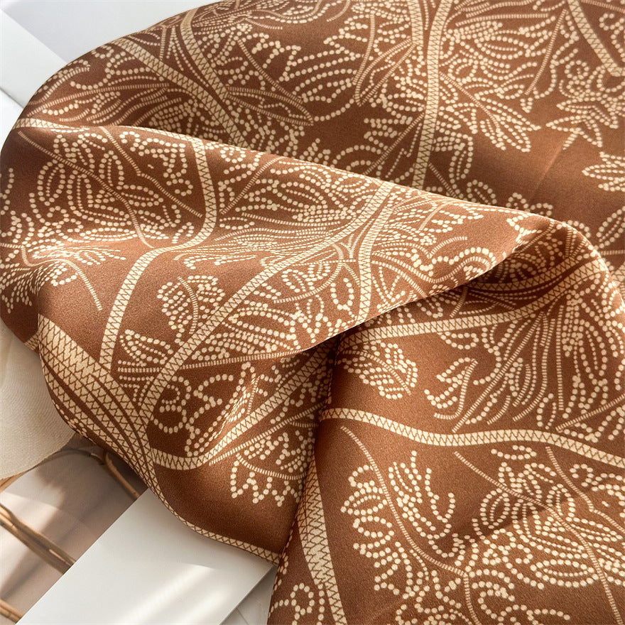 65cm Tree of Life Mulberry Silk Scarf – 12mmi Square Silk Shawl for Women, Elegant & Versatile Accessory