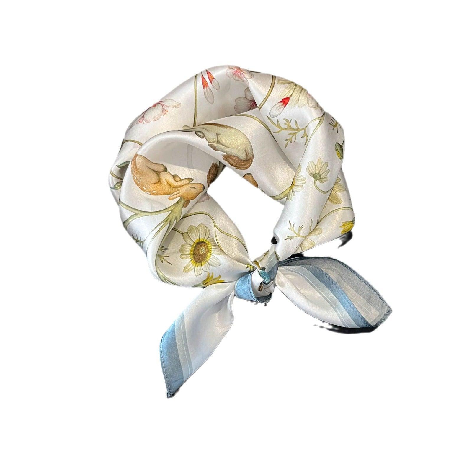 Minimalist design floral printed silk scarf/100% Mulberry silk/Camellia silk scarf/Gift for her