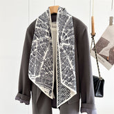 City Map Print Scarf – Luxury Mulberry Silk & Wool Long Ribbon Wrap