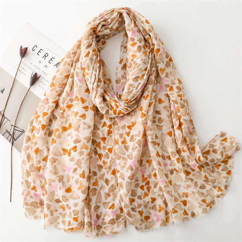Spring and summer thin cotton and linen feel scarf colored magnet geometric scarf shawl women