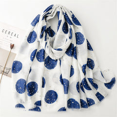 Autumn and winter cotton and linen feel scarf bronzing full moon round burr scarf warm shawl women