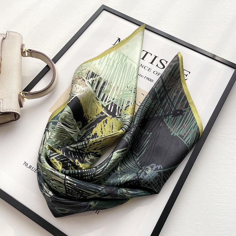 市松模様のグラフィティ 100% マルベリー シルク スカーフ/シルク ヘッド スカーフ/シルク ヘア スカーフ/シルク ネック スカーフ/母の日のギフト/バッグ アクセサリー/彼女へのギフト