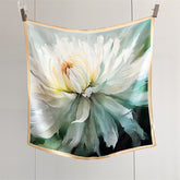 26'' Oil Painting Peony Mulberry Silk Scarf – Elegant Floral Square Silk Shawl for Women, Artistic & Timeless Accessory