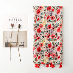 scarf women's spring and summer Korean version of pink flower scarf women's yarn scarf travel with beach towel printing sunscreen shawl