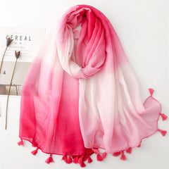 Plain color gradual change scarf summer travel sunscreen scarf Hanfu accessories photo encryption Bali yarn shawl women