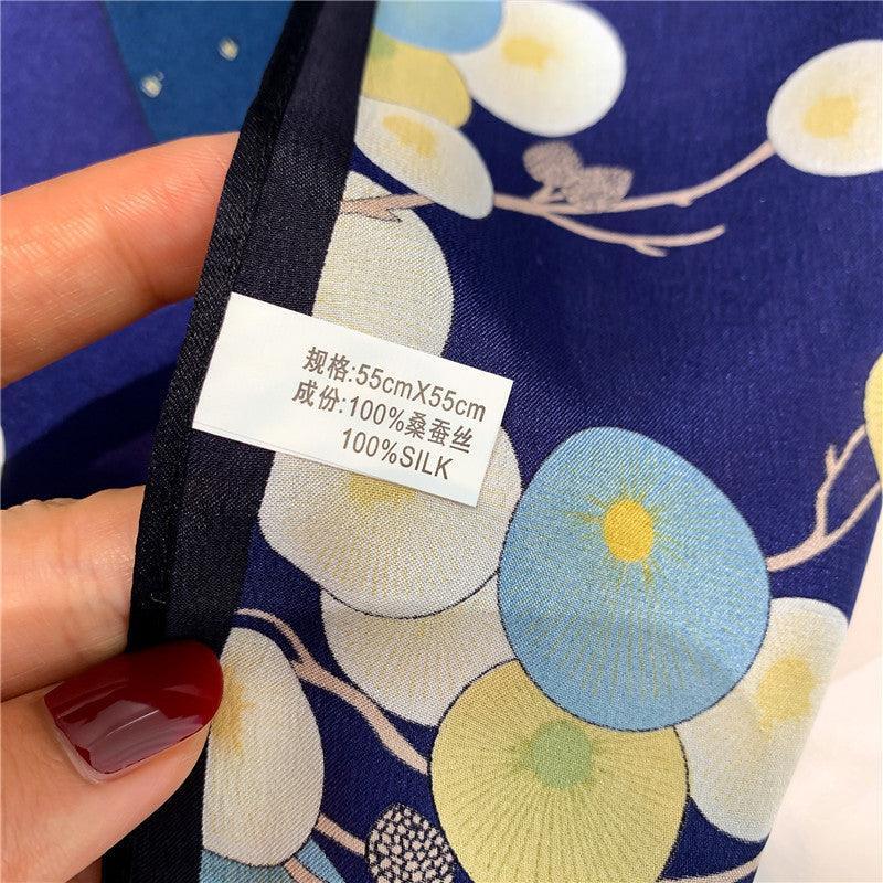 カラーブロック熱気球パターン 100% マルベリー シルクスカーフ/シルクヘッドスカーフ/シルクヘアスカーフ/シルクネックスカーフ/母の日ギフト/バッグアクセサリー/彼女へのギフト