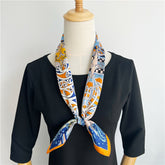 65cm Fashion Element Mulberry Silk Scarf – Women's Autumn Style, Versatile Square Silk Scarf