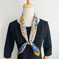 65cm Fashion Element Mulberry Silk Scarf – Women's Autumn Style, Versatile Square Silk Scarf