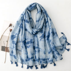 Dark gradual change ink painting scarf travel sunscreen scarf Hanfu accessories photo encryption Bali yarn shawl