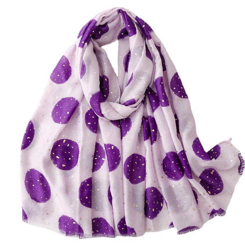 Autumn and winter cotton and linen feel scarf bronzing full moon round burr scarf warm shawl women