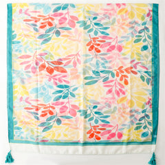 Pink flower scarf women's spring outing long shawl seaside beach towel thin cotton and linen feel scarf yarn
