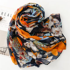 Summer Color Fruit Pineapple Leaves Bright Scarf Travel Sunscreen Scarf Accessories Wear Thin Shawl Ladies
