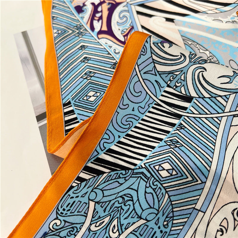 65cm Fashion Element Mulberry Silk Scarf – Women&