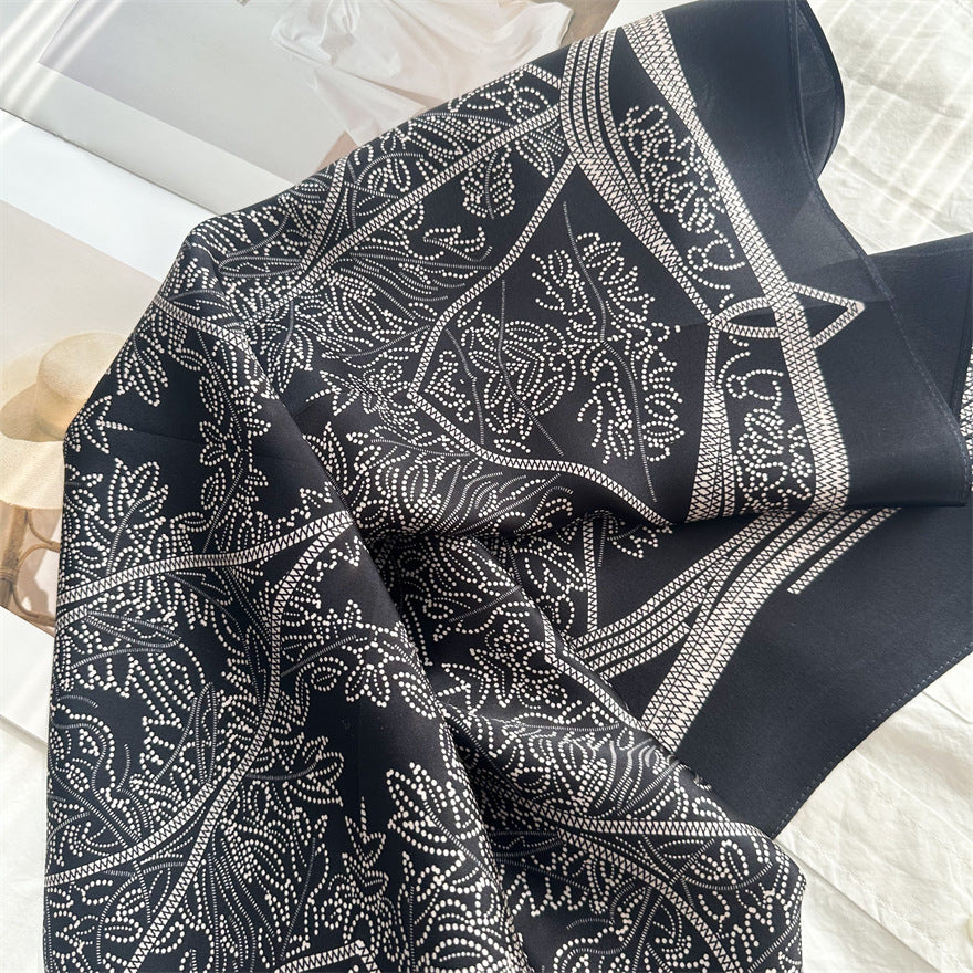 65cm Tree of Life Mulberry Silk Scarf – 12mmi Square Silk Shawl for Women, Elegant & Versatile Accessory