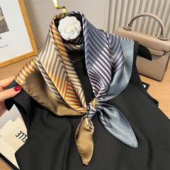 Splice fret pattern silk scarf/65CM 100% mulberry silk scarf/Silk shawl/Gift for her