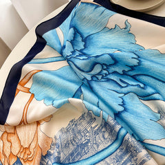 Großer Seidenschal mit Aquarellmuster/Seiden-Twill-Satin/90×90 cm/Seidenschal/Seidenbandana/Großer Satinschal/Geschenk für Sie/Muttertagsgeschenke