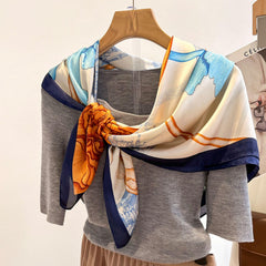 Großer Seidenschal mit Aquarellmuster/Seiden-Twill-Satin/90×90 cm/Seidenschal/Seidenbandana/Großer Satinschal/Geschenk für Sie/Muttertagsgeschenke