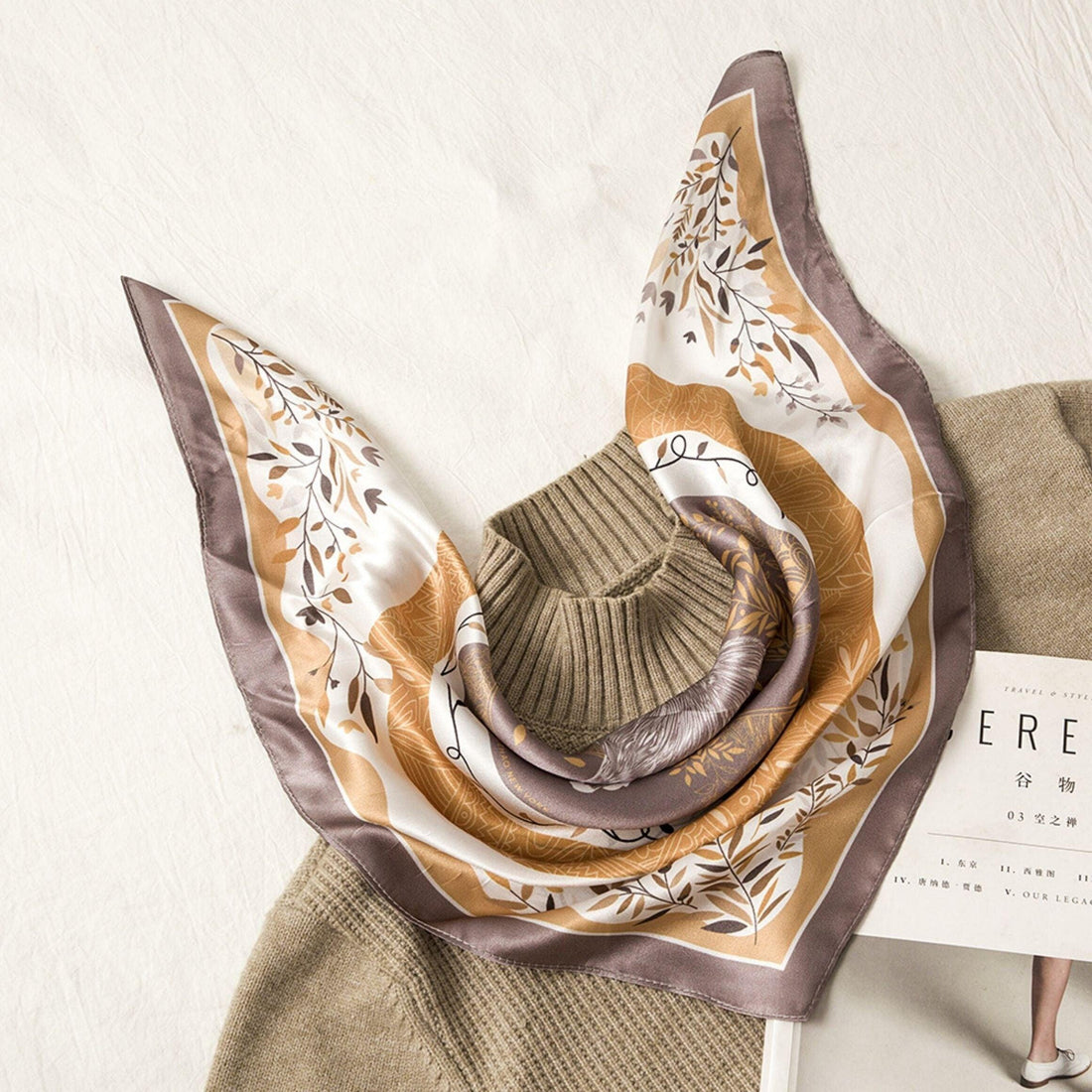 Moose print 100% mulberry Silk Scarf/Silk head scarf/Silk hair scarf/Silk neck scarf/Mother&