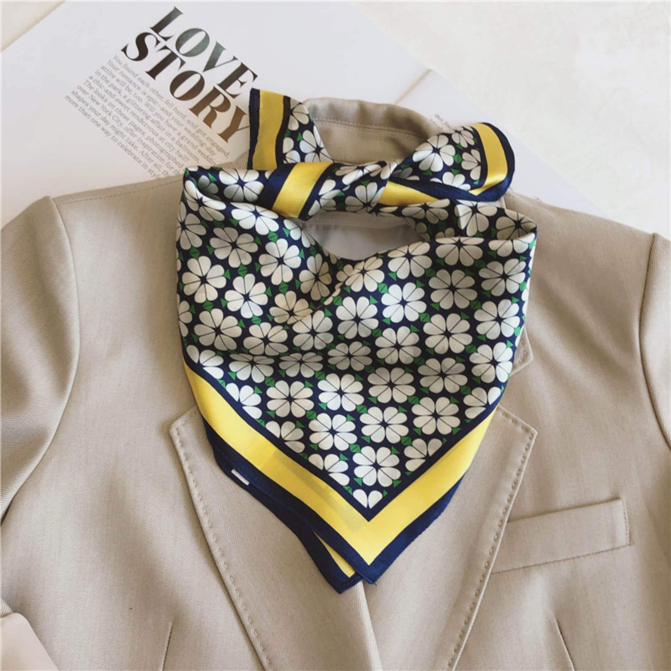 Small floral print 100% mulberry Silk Scarf/Silk head scarf/Silk hair scarf/Silk neck scarf/Mother&