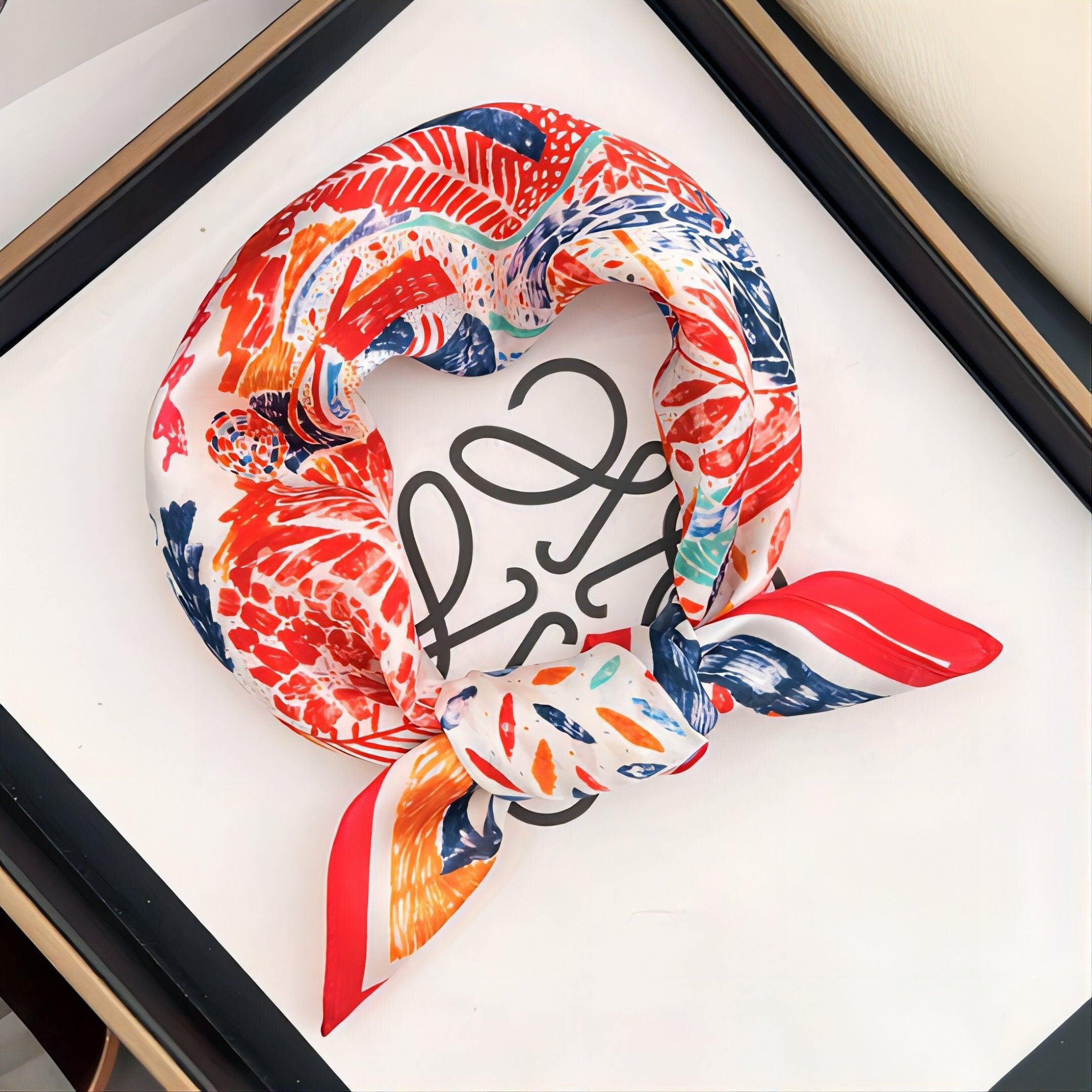 Red Flowers 100% mulberry Silk Scarf/Silk head scarf/Silk hair scarf/Silk neck scarf/Mother&