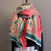 Vintage Karierter Colorblocking Kaschmir-Texturschal/65*185cm Schal/Pashmina-Texturschal/Boho-Schal/Geschenk für Sie