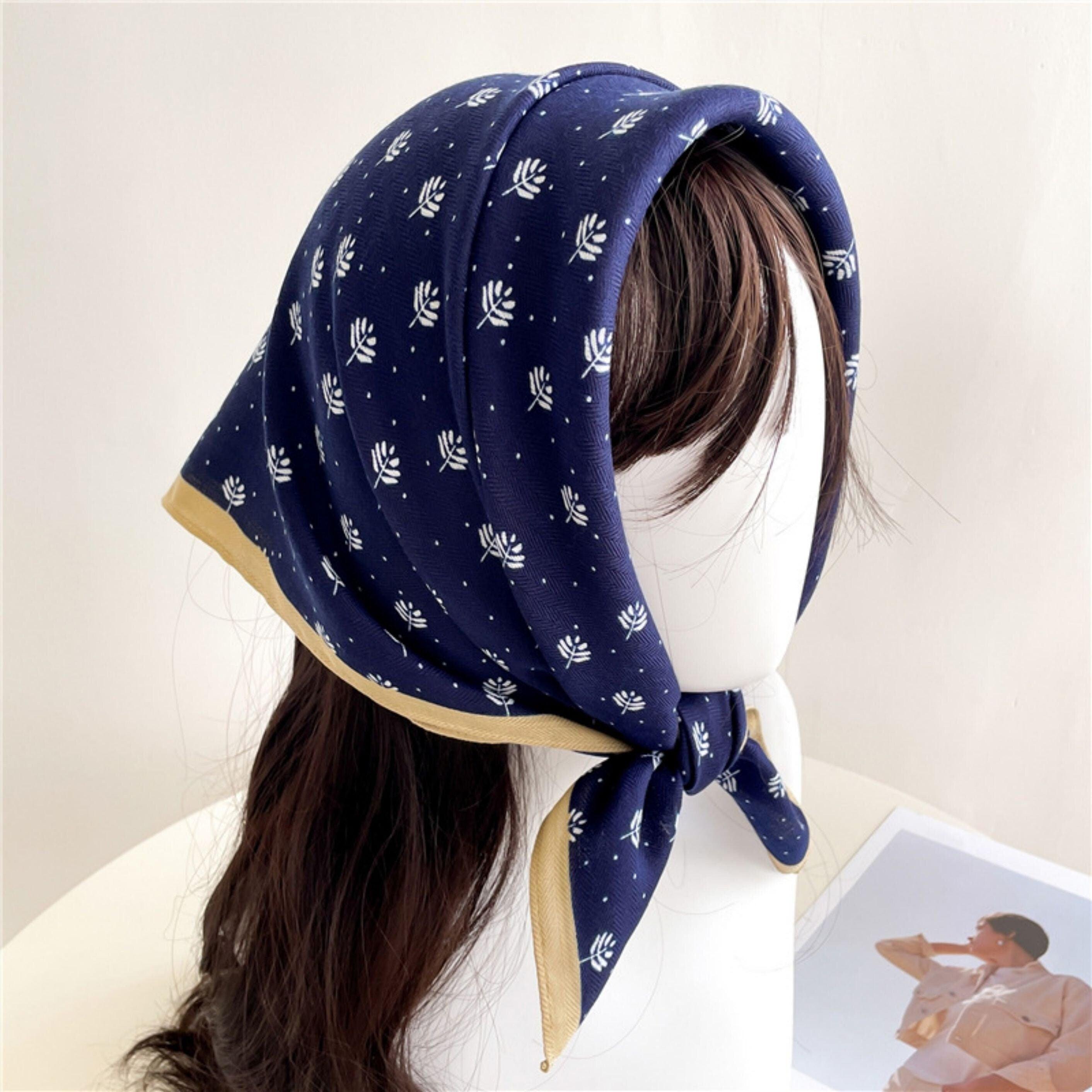 フレッシュリーフプリントスクエアスカーフ/ヘリンボーン織りスクエアスカーフ/レディースネックスカーフ/コットンリネンハンドフィーリングスカーフ/彼女へのギフト