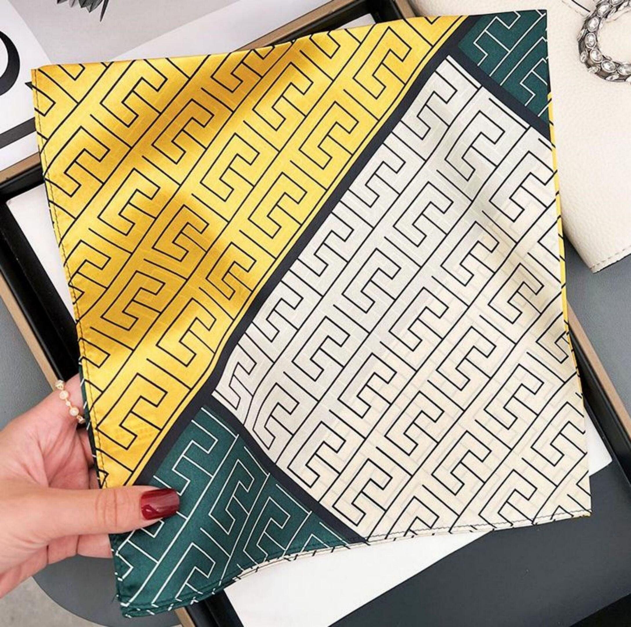 Geometric Color Blocking 100% mulberry Silk Scarf/Silk head scarf/Silk hair scarf/Silk neck scarf/Mother&