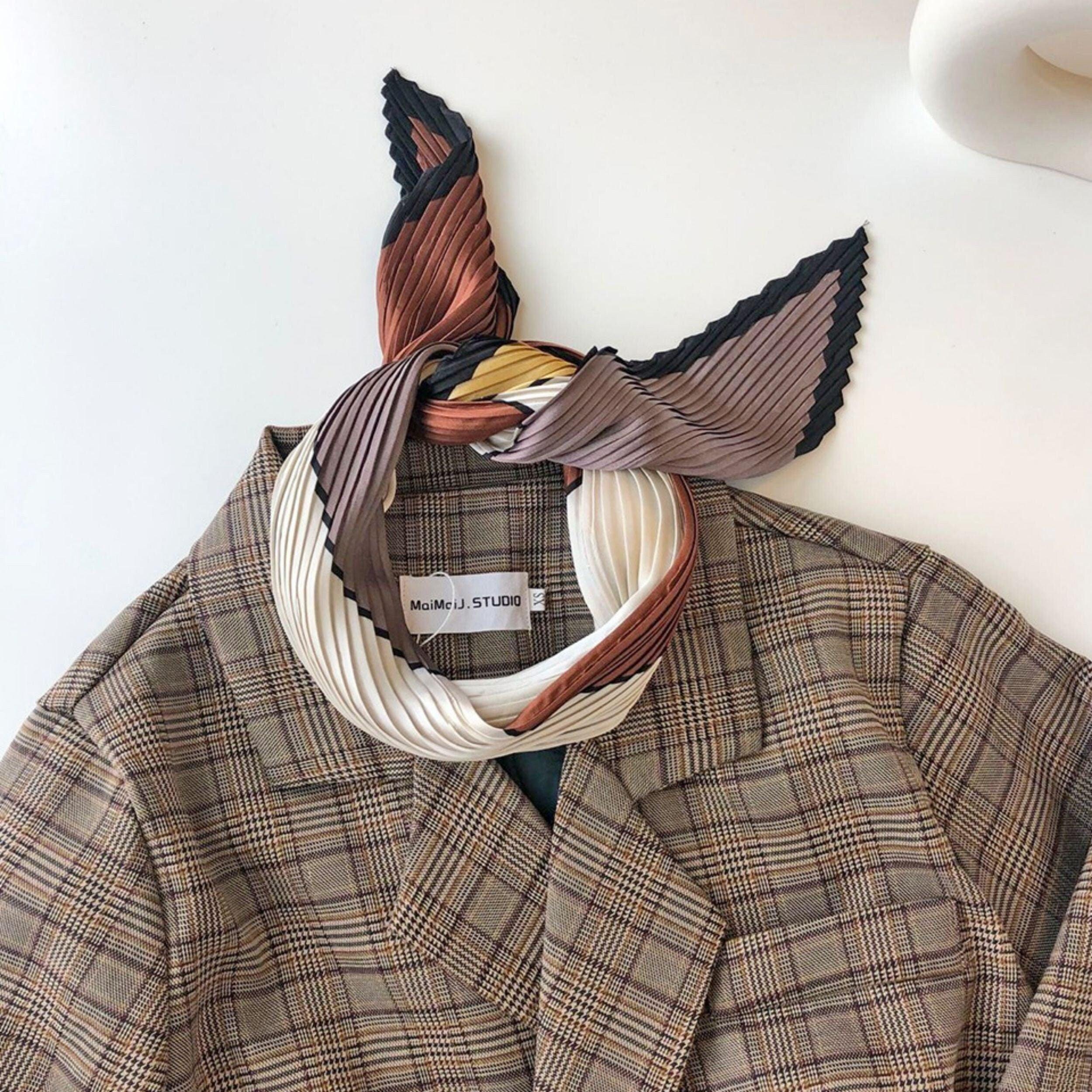 女性用プリーツスカーフ/ダイヤモンド型スカーフ/シルクヘアスカーフ/バンダナヘッドバンド/バッグアクセサリー/シルクヘッドスカーフ/彼女へのギフト/レトロスタイル