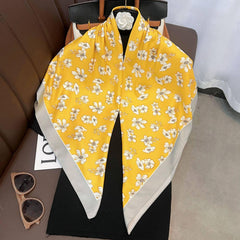 Japanischer Kirschblüten-Druckschal/Seiden-Twill-Satin/9090 cm/Seidenschal/Seidenbandana/Großer Satinschal/Geschenk für Sie/Muttertagsgeschenke