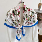 Orientalischer ästhetischer Seidenschal/9090cm/Seidenschal/Seidenbandana/Großer Satinschal/Geschenk für Sie/Muttertagsgeschenke