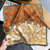 Orange Leaf Silk Scarf/100% mulberry Silk Scarf/Silk head scarf/Silk hair scarf/Silk neck scarf/Silk bandana/Bag Accessory/Gift for her