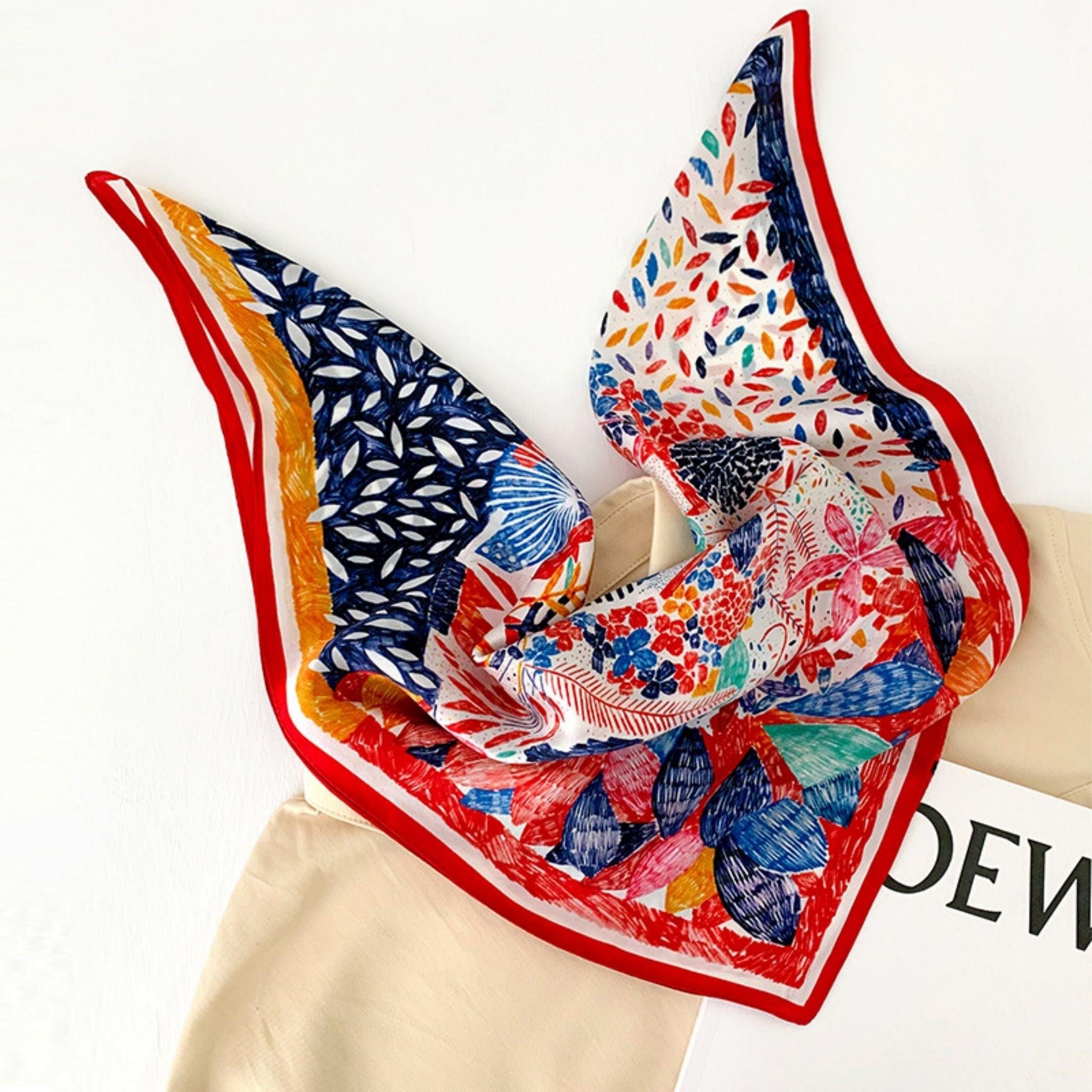 Red Flowers 100% mulberry Silk Scarf/Silk head scarf/Silk hair scarf/Silk neck scarf/Mother&