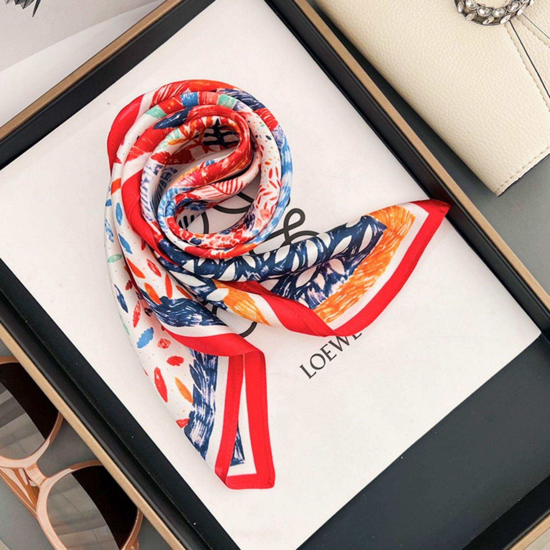 Red Flowers 100% mulberry Silk Scarf/Silk head scarf/Silk hair scarf/Silk neck scarf/Mother&