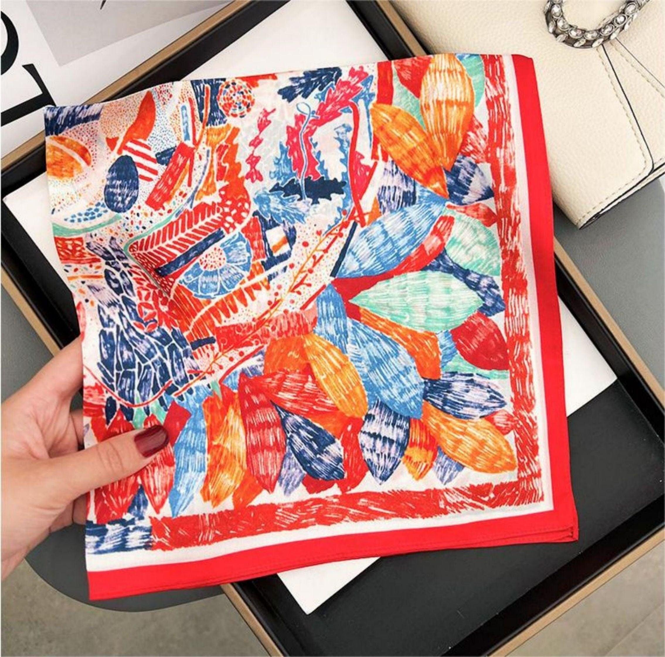 Red Flowers 100% mulberry Silk Scarf/Silk head scarf/Silk hair scarf/Silk neck scarf/Mother&