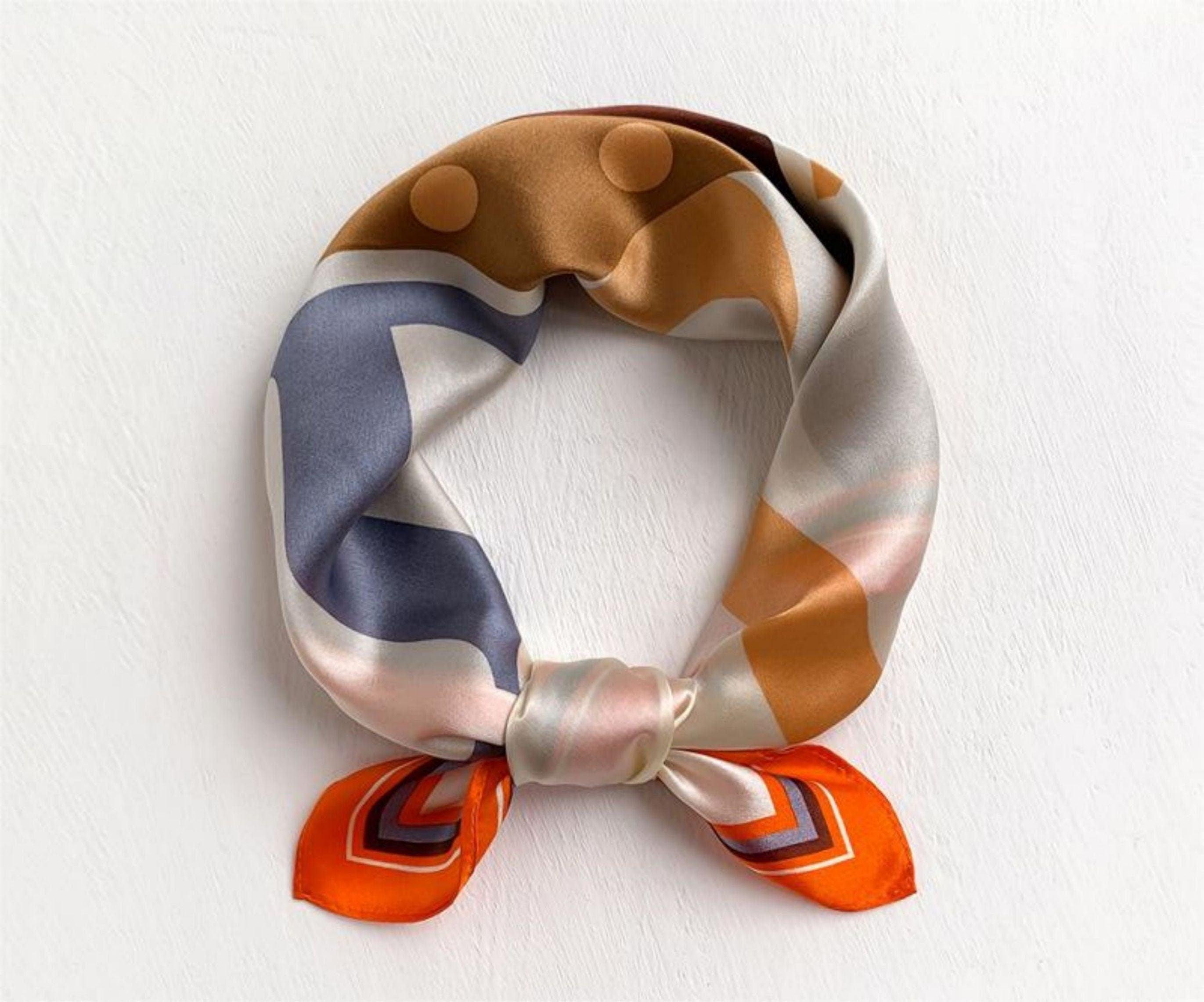 100% 桑シルクスカーフ/シルクヘッドスカーフ/シルクヘアスカーフ/シルクネックスカーフ/母の日ギフト/バッグアクセサリー/彼女へのギフト/プリント水玉