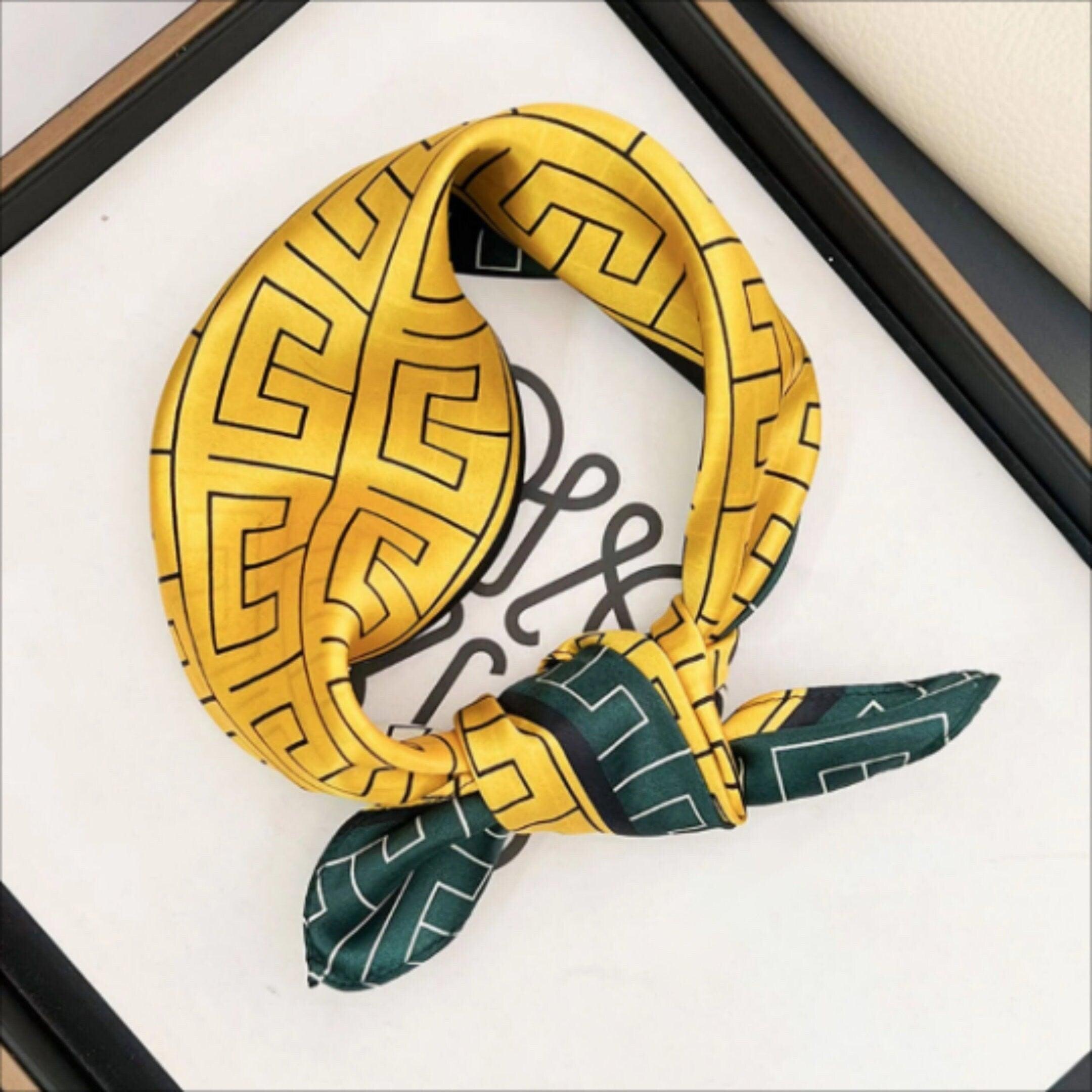 Geometric Color Blocking 100% mulberry Silk Scarf/Silk head scarf/Silk hair scarf/Silk neck scarf/Mother&