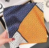 Geometric Color Blocking 100% mulberry Silk Scarf/Silk head scarf/Silk hair scarf/Silk neck scarf/Mother's Day Gifts/Bag Accessory/Gift for her/