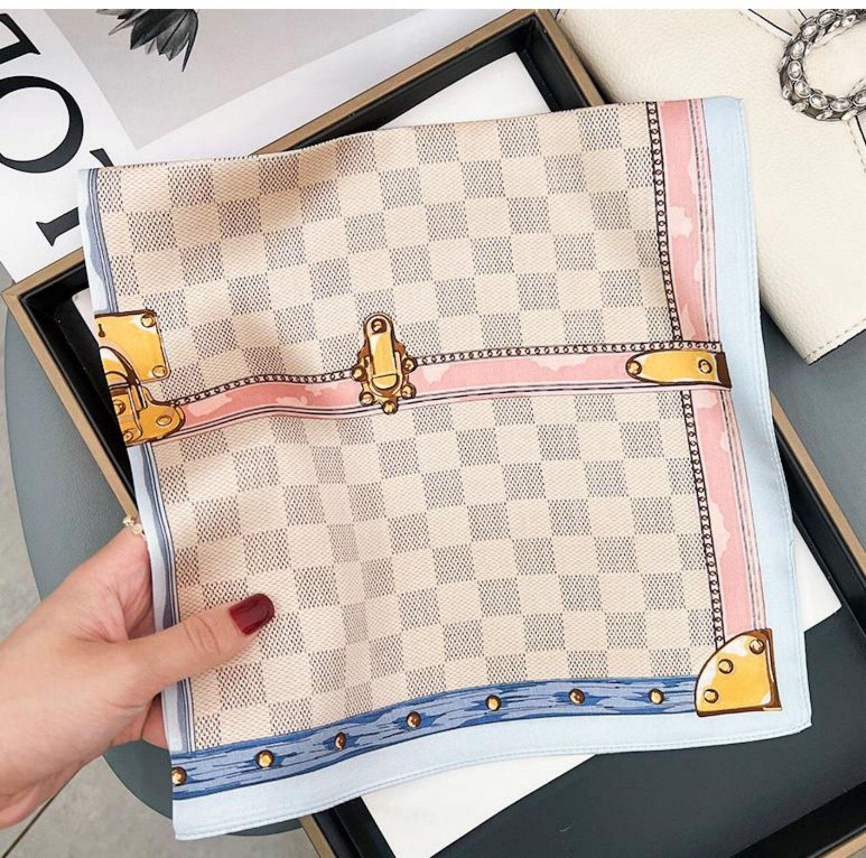 Orange Plaid Print 100% mulberry Silk Scarf/Silk head scarf/Silk hair scarf/Silk neck scarf/Mother&